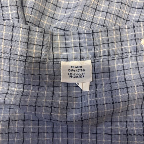 Ralph Lauren Blue Label Blue/White Check Cotton Button Front Shirt Mens Sz Large - Picture 4 of 8